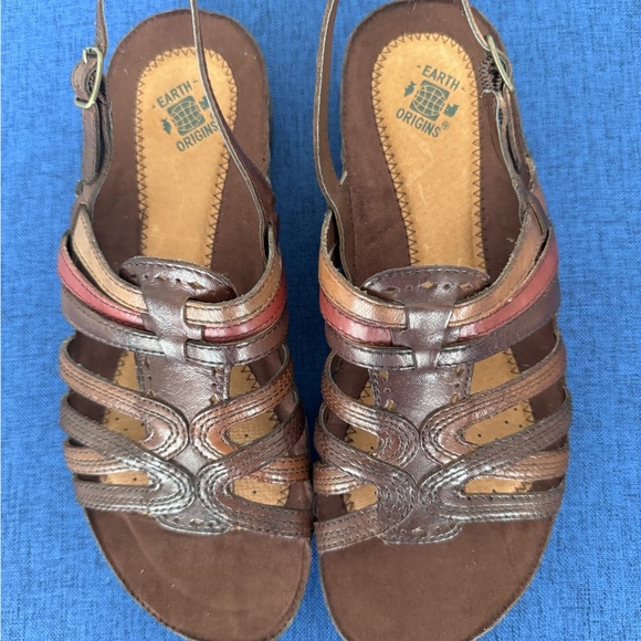 Earth Origins Rachel Brown/Multi Leather Slingback Sandals - Picture 1 of 6
